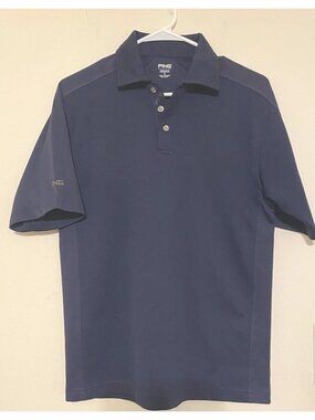 Men's PING Performance Dynamics Navy Blue Golf Polo Shirt Size Small